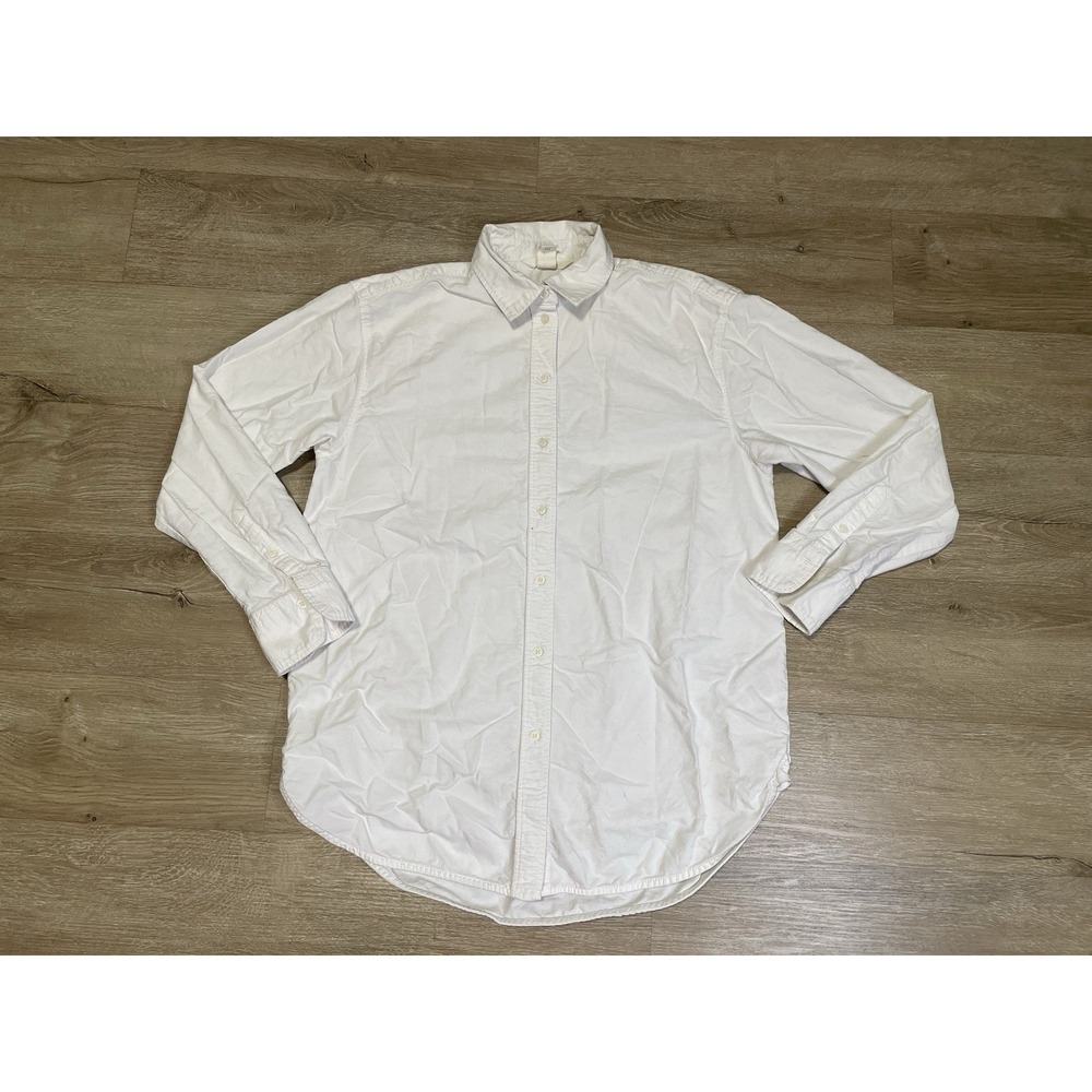 H&M Oxford Shirt Mens Sz XS Long Sleeve White Cotton Blend Button Front